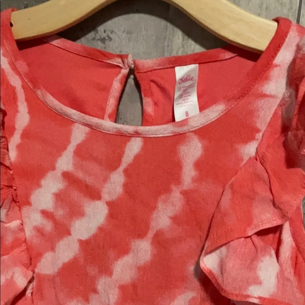 Justice size 8 coral tie dye romper NEW